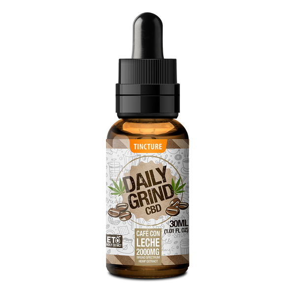 Daily Grind Broad Spectrum CBD Tincture-Caf&eacute; Con Leche / 2000MG / 30ML